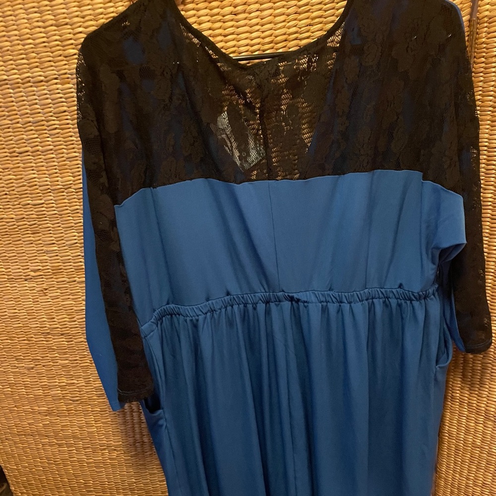 Torrid blue w/black lace dress